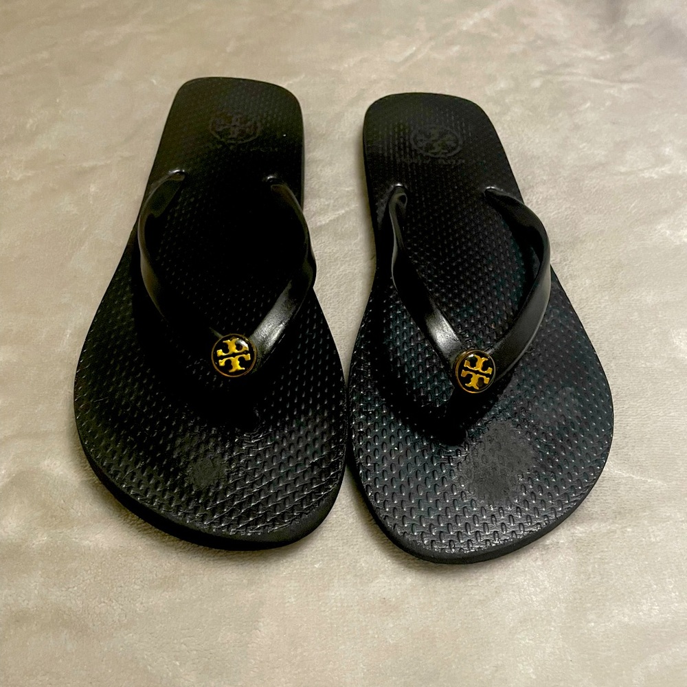 Tory Burch Women Flip Flop Black Shoes Sandals Size 6.5